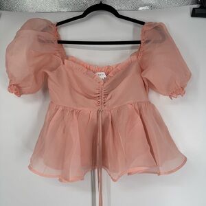 Mable Babydoll Milkmaid Peplum Top in light pink